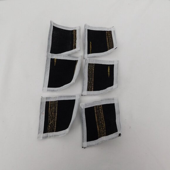 Placemat and Coaster Set Black Cloth Woven with Bamboo Rollable 6 Each Vintage - Picture 9 of 9